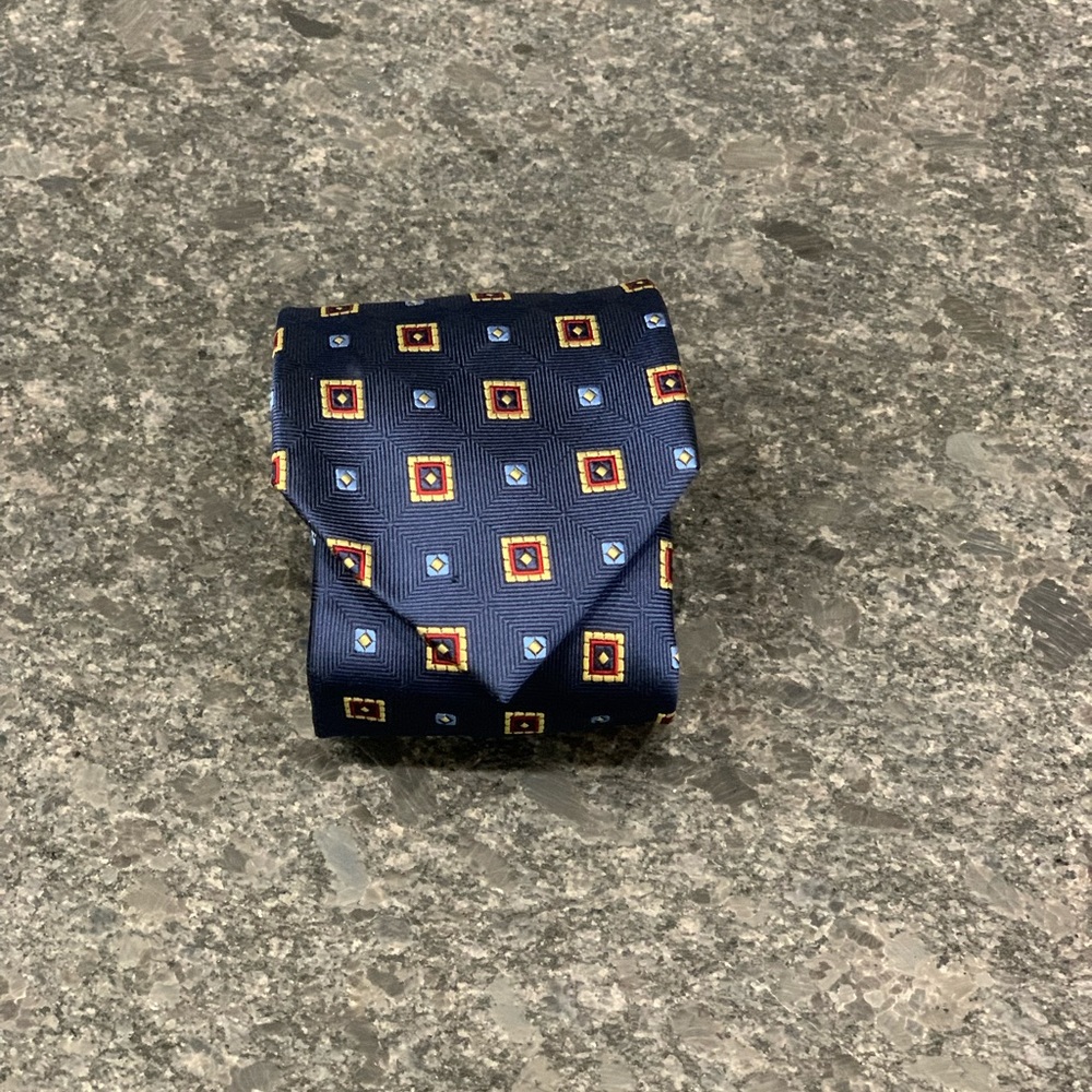 Jos A Bank Blue & Yellow Square Tie